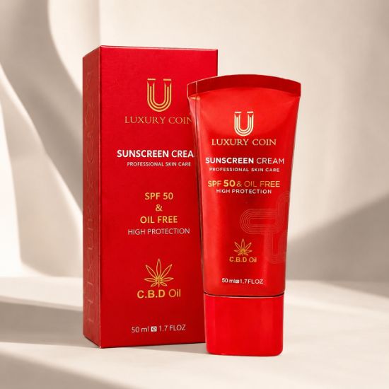 تصویر  کرم ضدآفتاب بدون رنگ لاکچری کوین SPF50 مدل 001 ‌مناسب انواع پوست، حجم 50 میلی‌لیتر